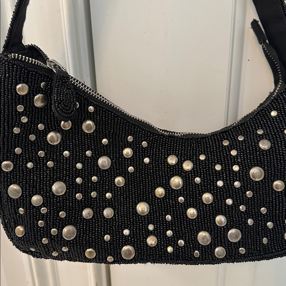 Anthropologie Asymmetric Beaded & Studded shoulder bag - Picture 4 of 11